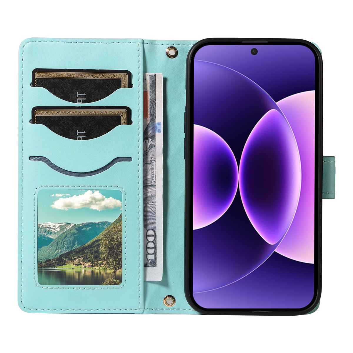 For Xiaomi 17 Pro Wallet Case Rhombus Leather Phone Cover with Strap - Green
