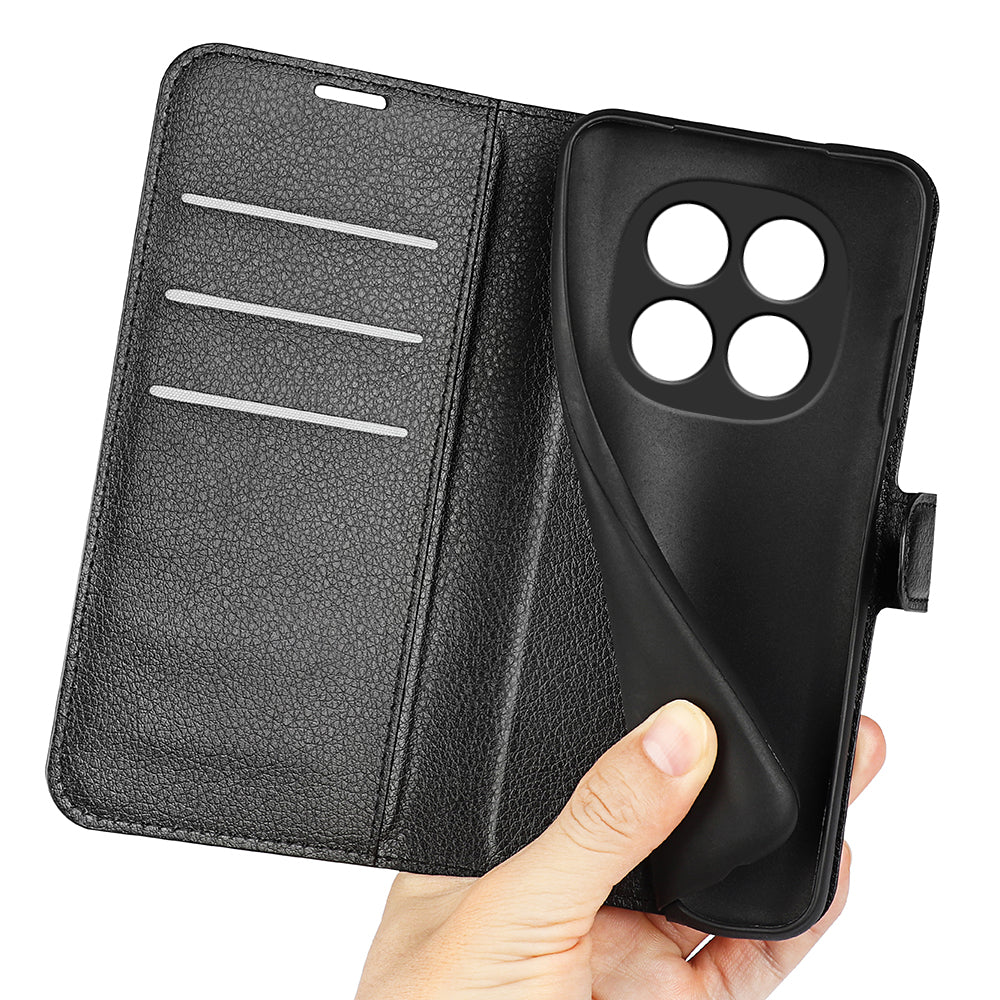 For Xiaomi Poco M8 Pro 5G / Redmi Note 15 Pro+ 5G (Global) Case Litchi Texture Shockproof Leather Wallet Phone Cover - Black