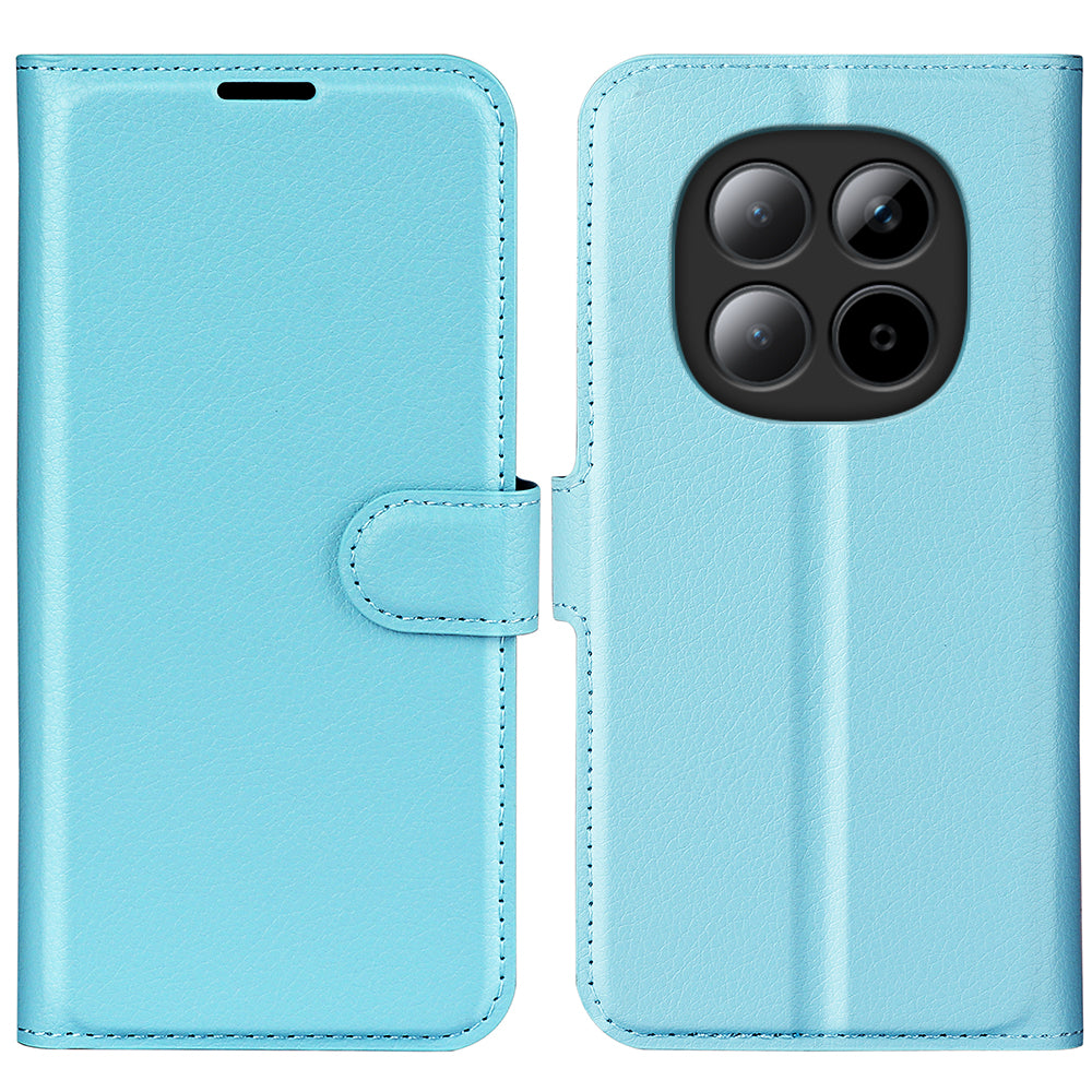 For Xiaomi Poco M8 Pro 5G / Redmi Note 15 Pro+ 5G (Global) Case Litchi Texture Shockproof Leather Wallet Phone Cover - Blue