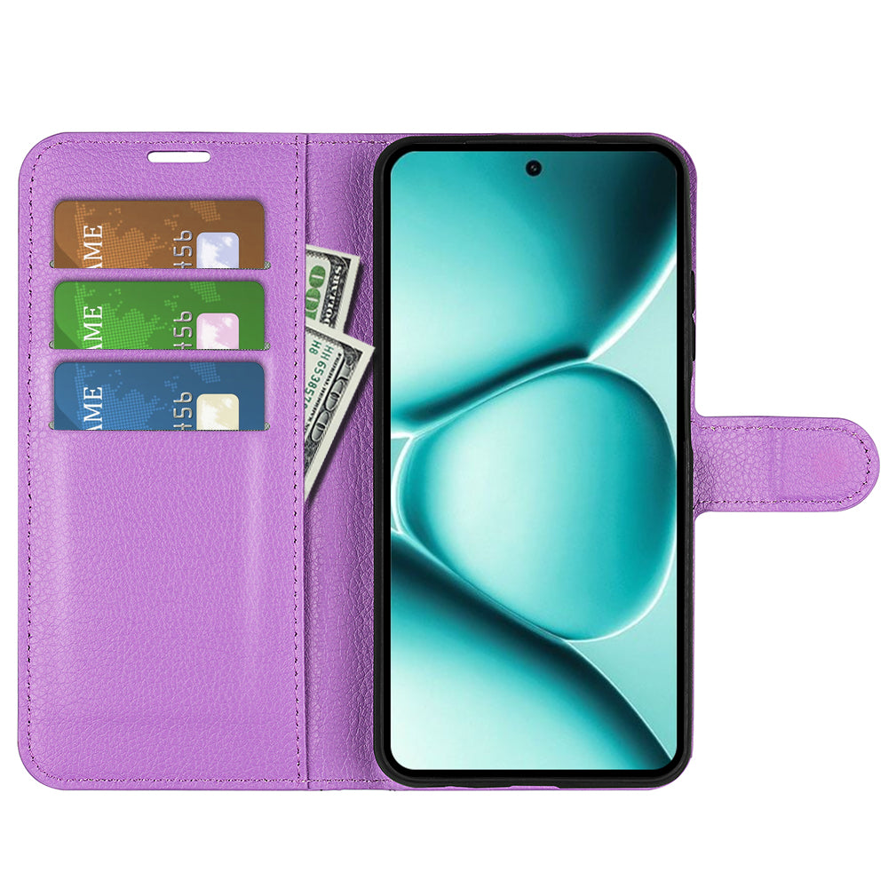 For Xiaomi Poco M8 Pro 5G / Redmi Note 15 Pro+ 5G (Global) Case Litchi Texture Shockproof Leather Wallet Phone Cover -  Purple