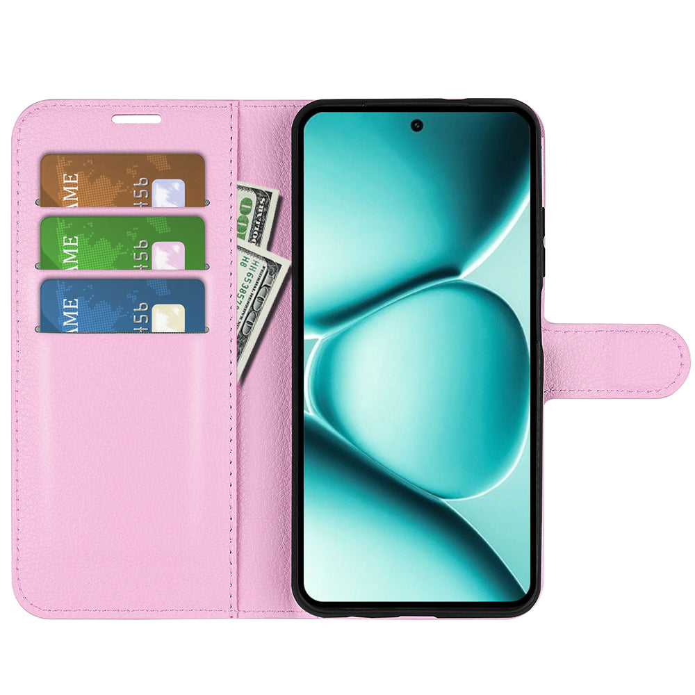 For Xiaomi Poco M8 Pro 5G / Redmi Note 15 Pro+ 5G (Global) Case Litchi Texture Shockproof Leather Wallet Phone Cover -  Pink
