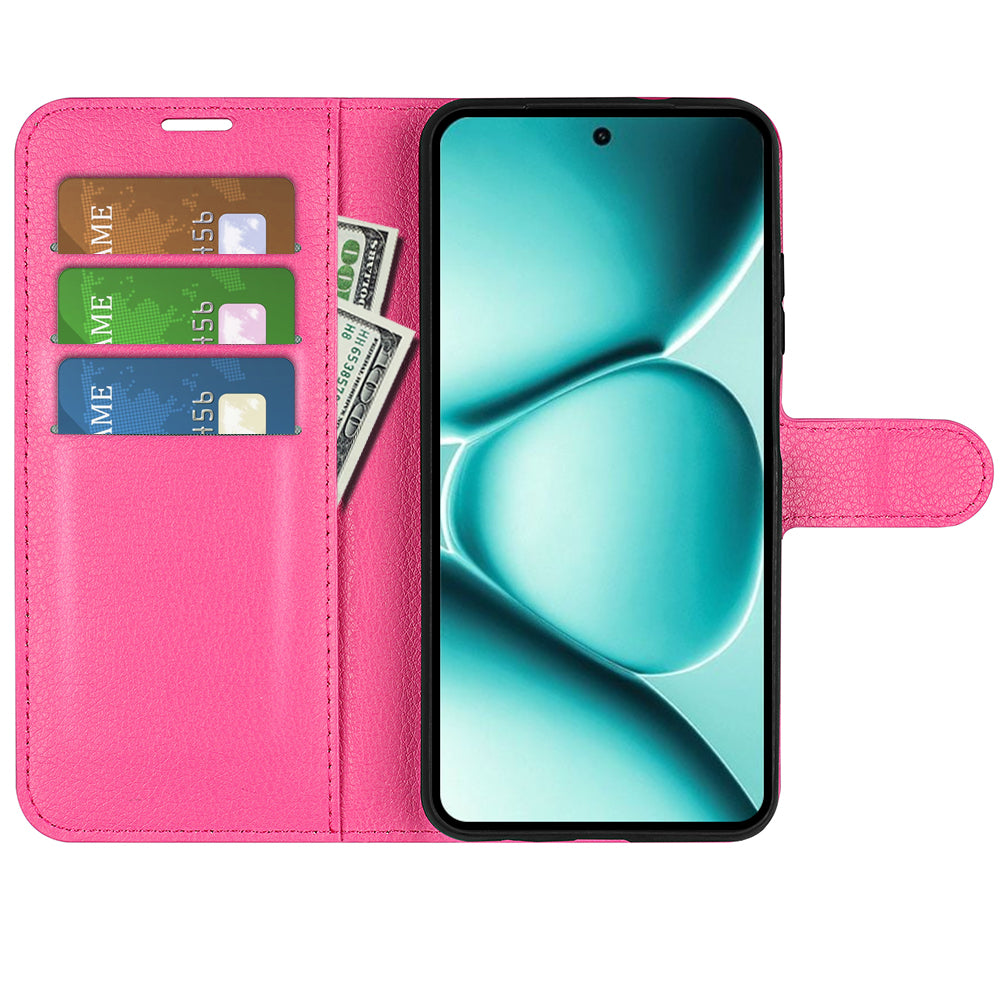 For Xiaomi Poco M8 Pro 5G / Redmi Note 15 Pro+ 5G (Global) Case Litchi Texture Shockproof Leather Wallet Phone Cover -  Rose Red