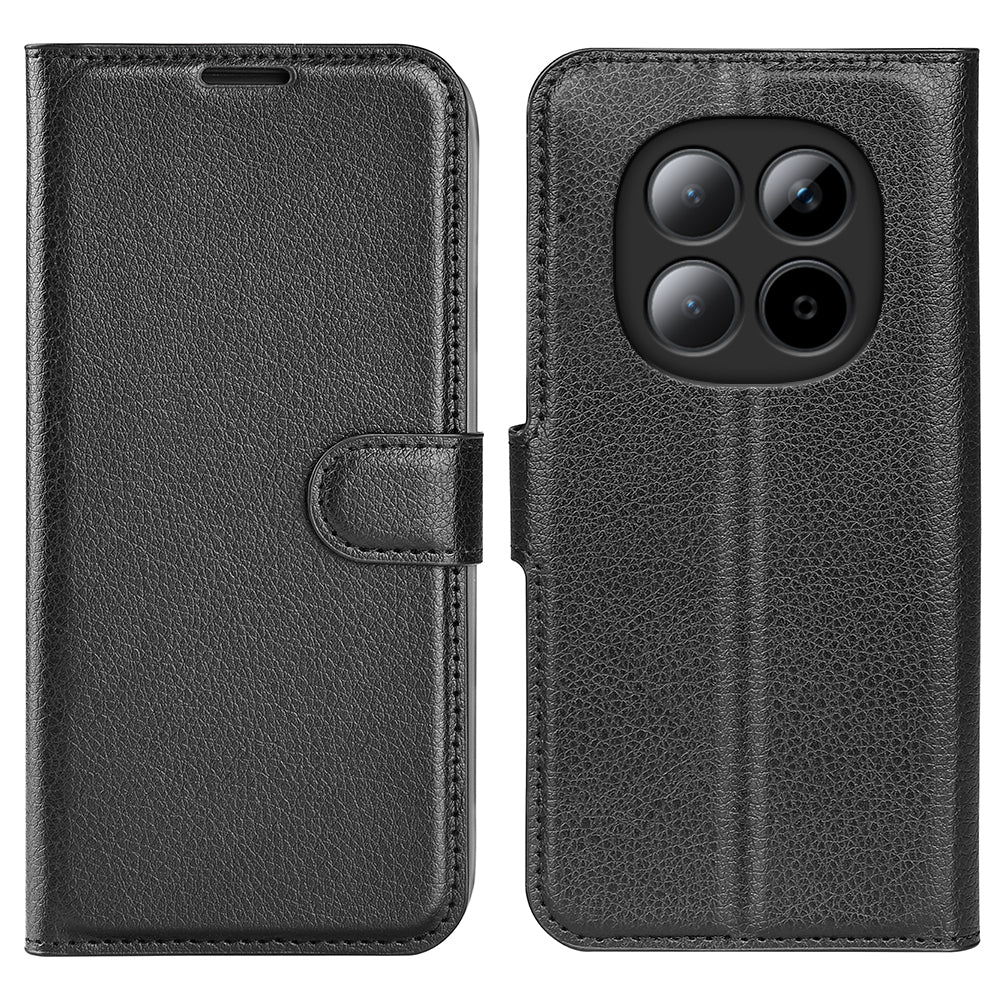 For Xiaomi Redmi Note 15 Pro 5G (Global) Case Litchi Texture Shockproof Leather Wallet Phone Cover -  Black