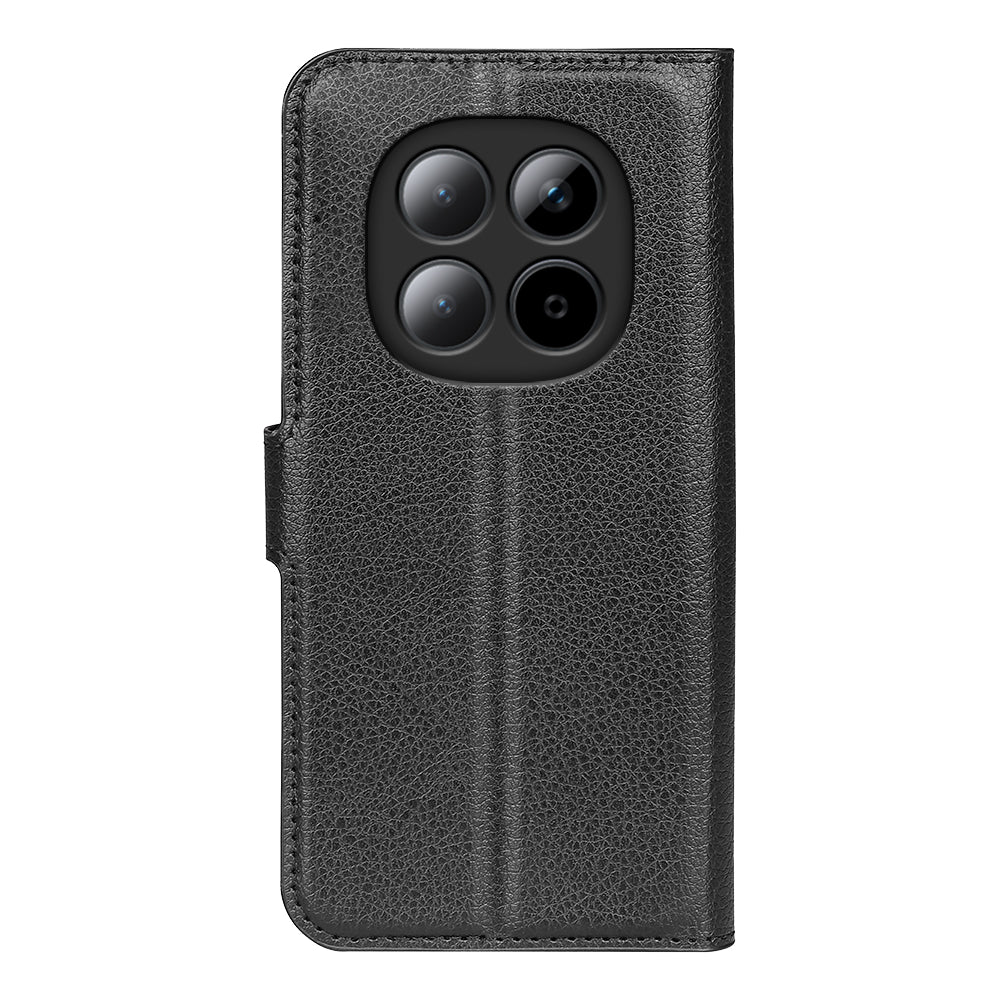 For Xiaomi Redmi Note 15 Pro 5G (Global) Case Litchi Texture Shockproof Leather Wallet Phone Cover -  Black