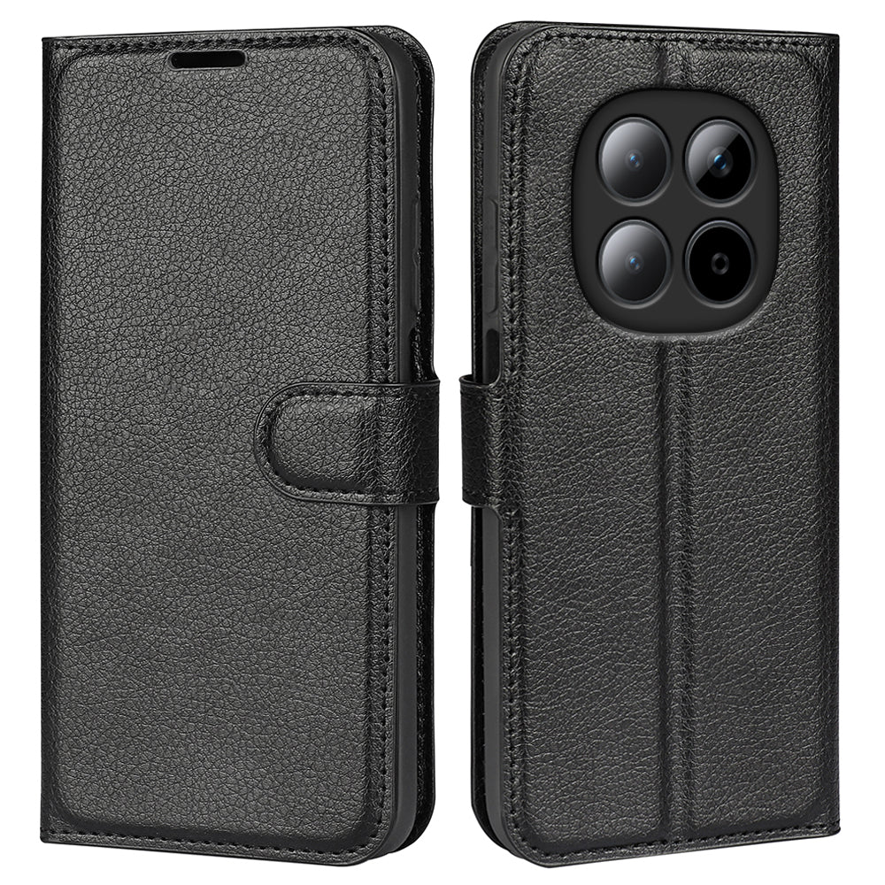 For Xiaomi Redmi Note 15 Pro 5G (Global) Case Litchi Texture Shockproof Leather Wallet Phone Cover -  Black