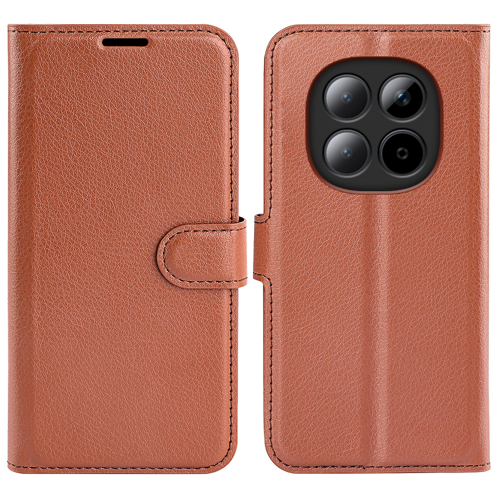 For Xiaomi Redmi Note 15 Pro 5G (Global) Case Litchi Texture Shockproof Leather Wallet Phone Cover -  Brown