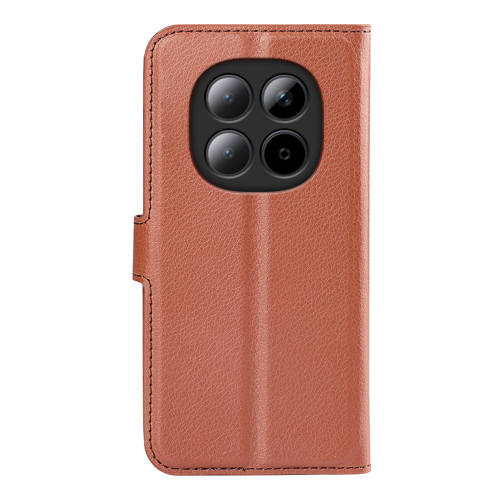 For Xiaomi Redmi Note 15 Pro 5G (Global) Case Litchi Texture Shockproof Leather Wallet Phone Cover -  Brown
