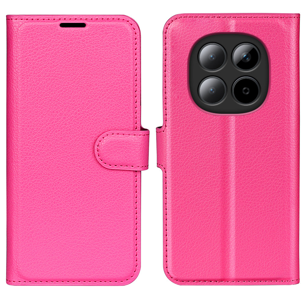 For Xiaomi Redmi Note 15 Pro 5G (Global) Case Litchi Texture Shockproof Leather Wallet Phone Cover - Rose Red