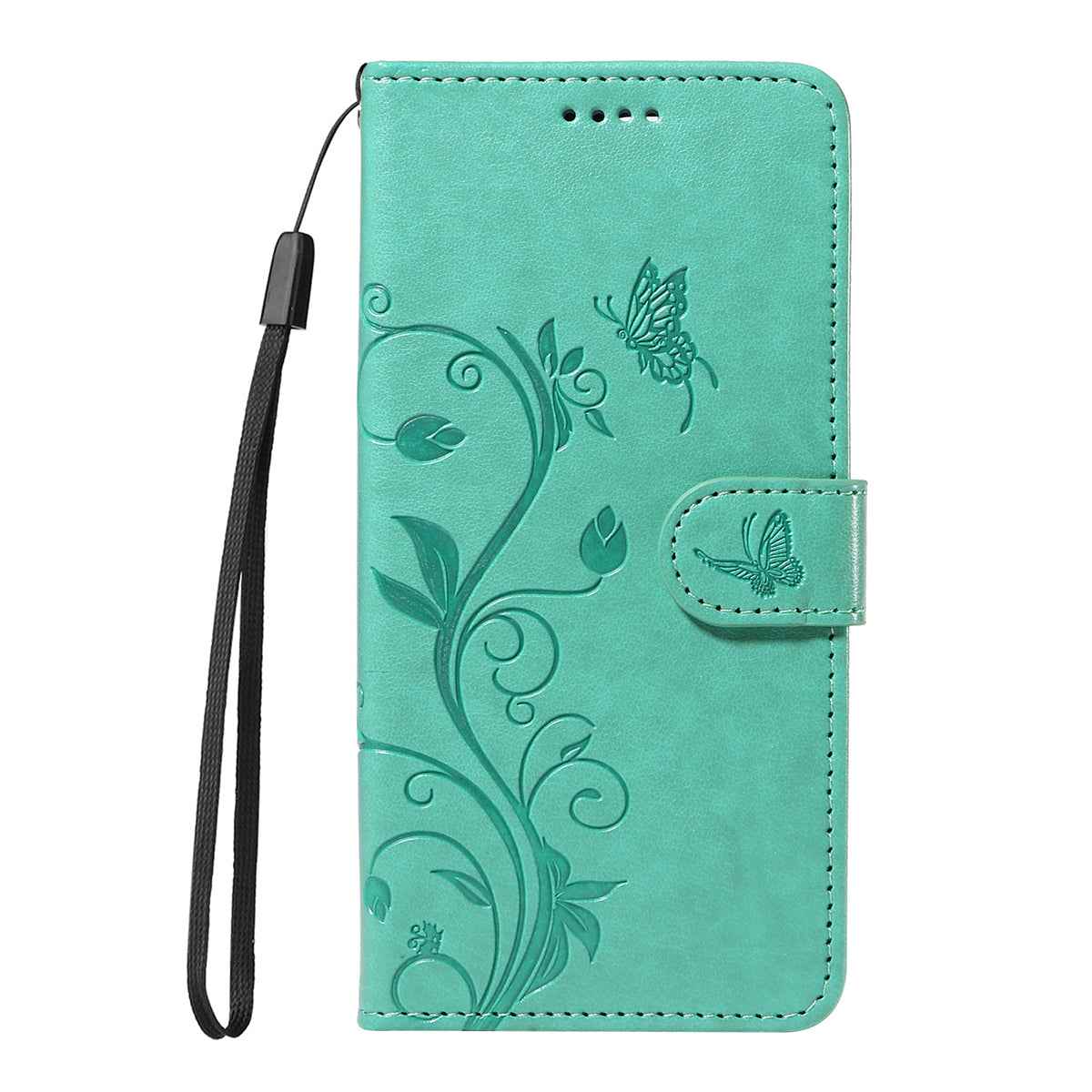 For Xiaomi 17 Pro PU Leather Cases Flower Pattern Wallet Stand Phone Cover with Strap - Green