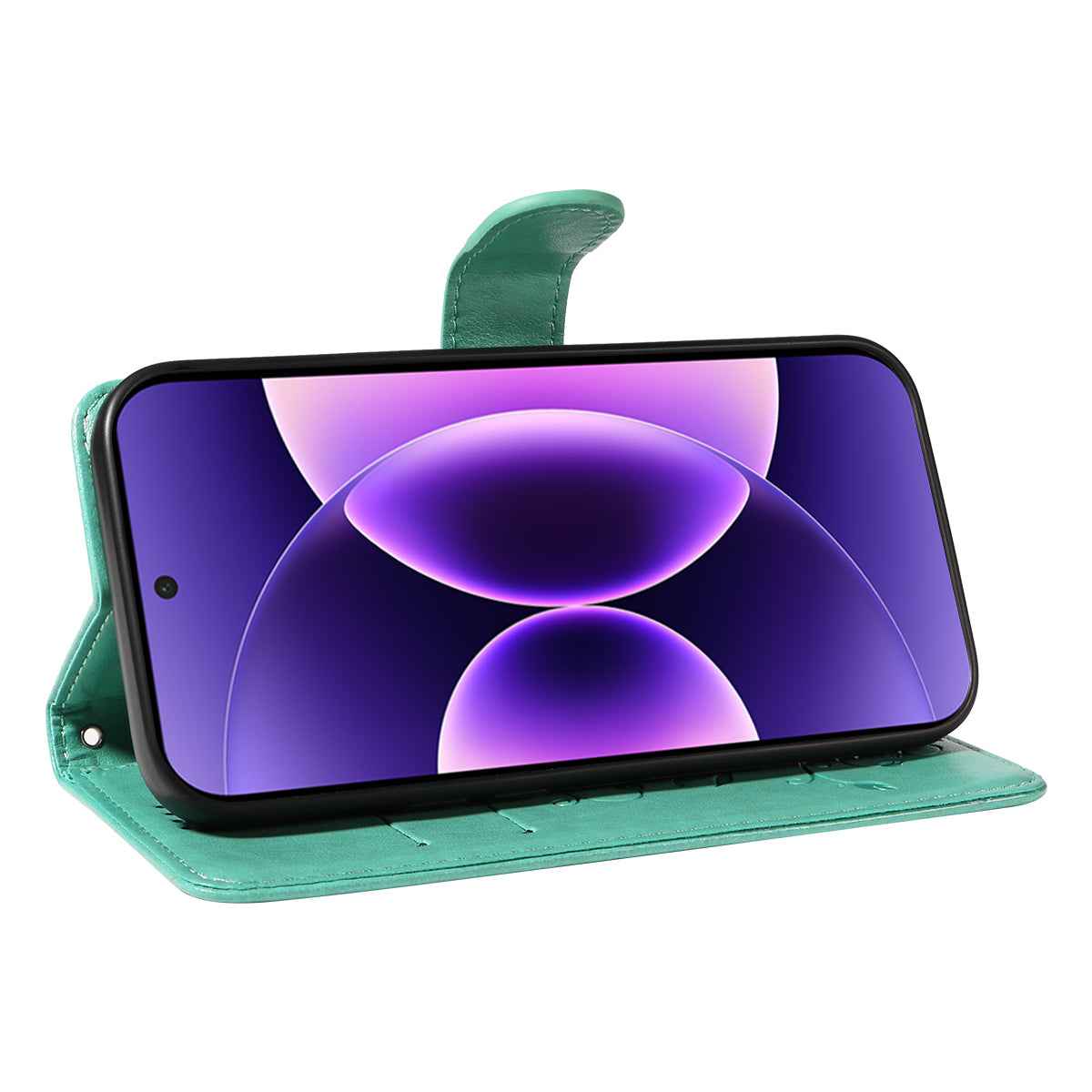 For Xiaomi 17 Pro PU Leather Cases Flower Pattern Wallet Stand Phone Cover with Strap - Green