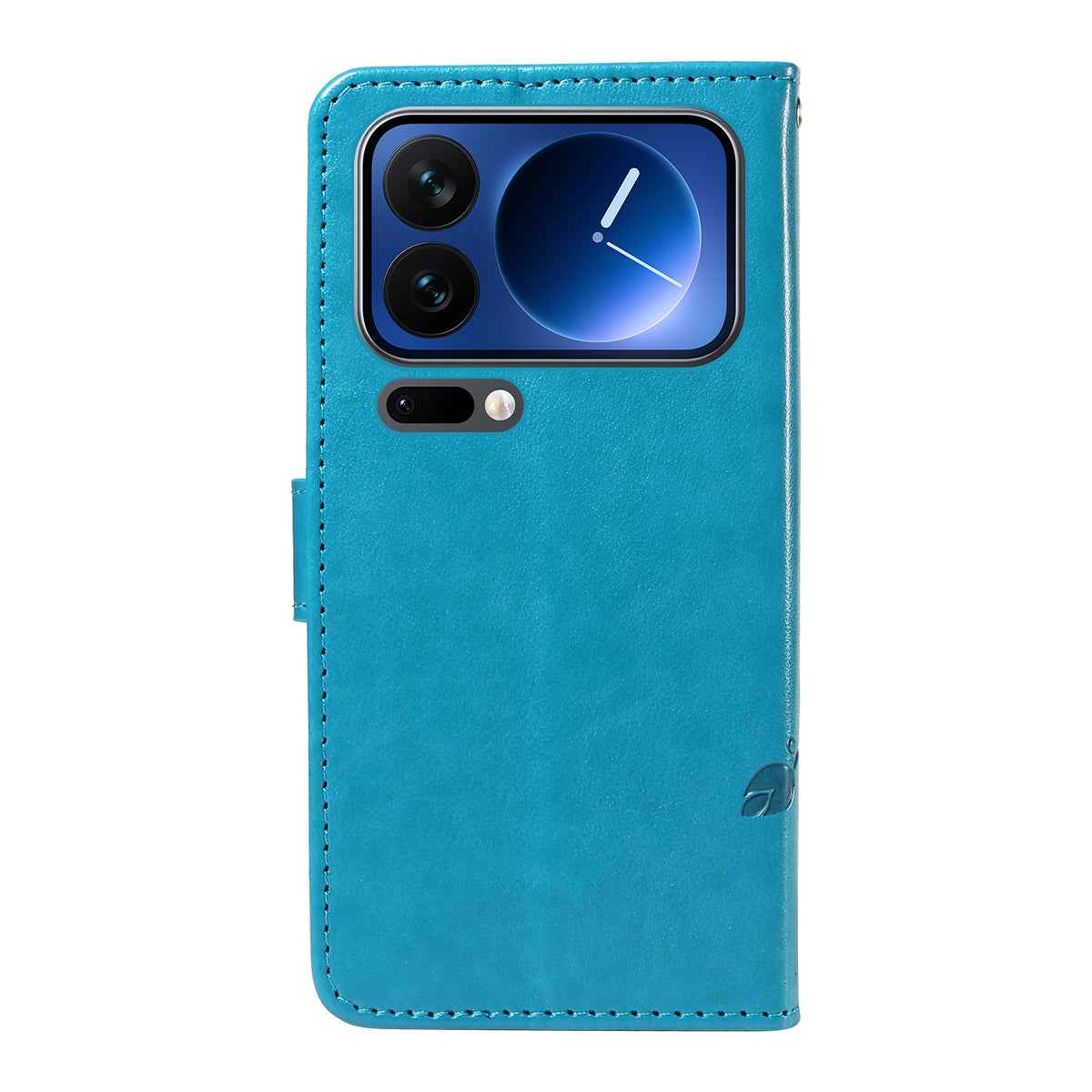 For Xiaomi 17 Pro PU Leather Cases Flower Pattern Wallet Stand Phone Cover with Strap - Blue