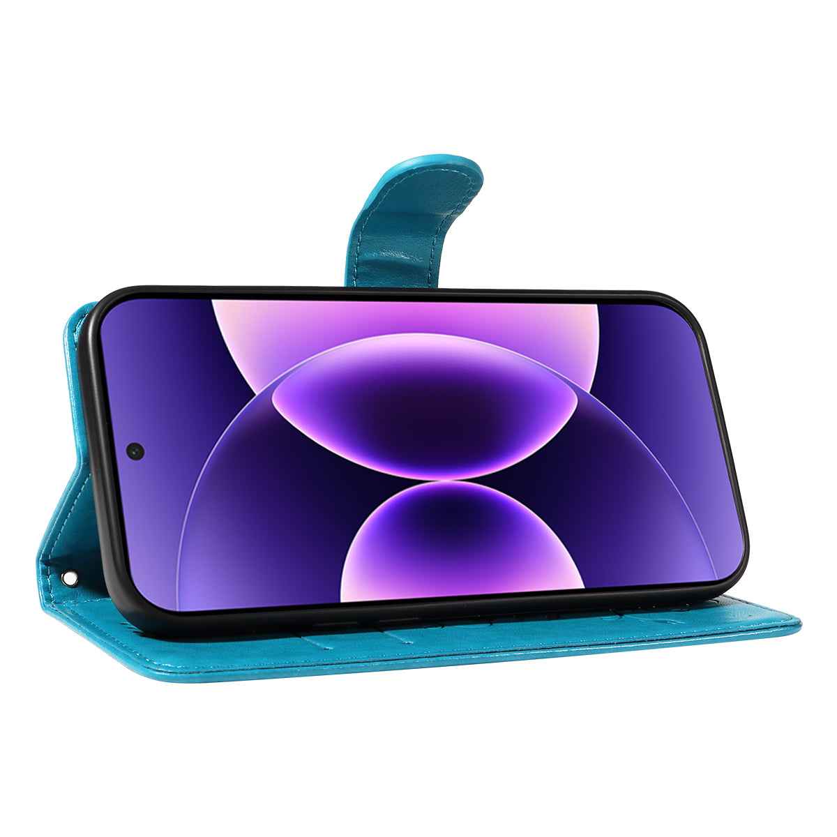 For Xiaomi 17 Pro PU Leather Cases Flower Pattern Wallet Stand Phone Cover with Strap - Blue