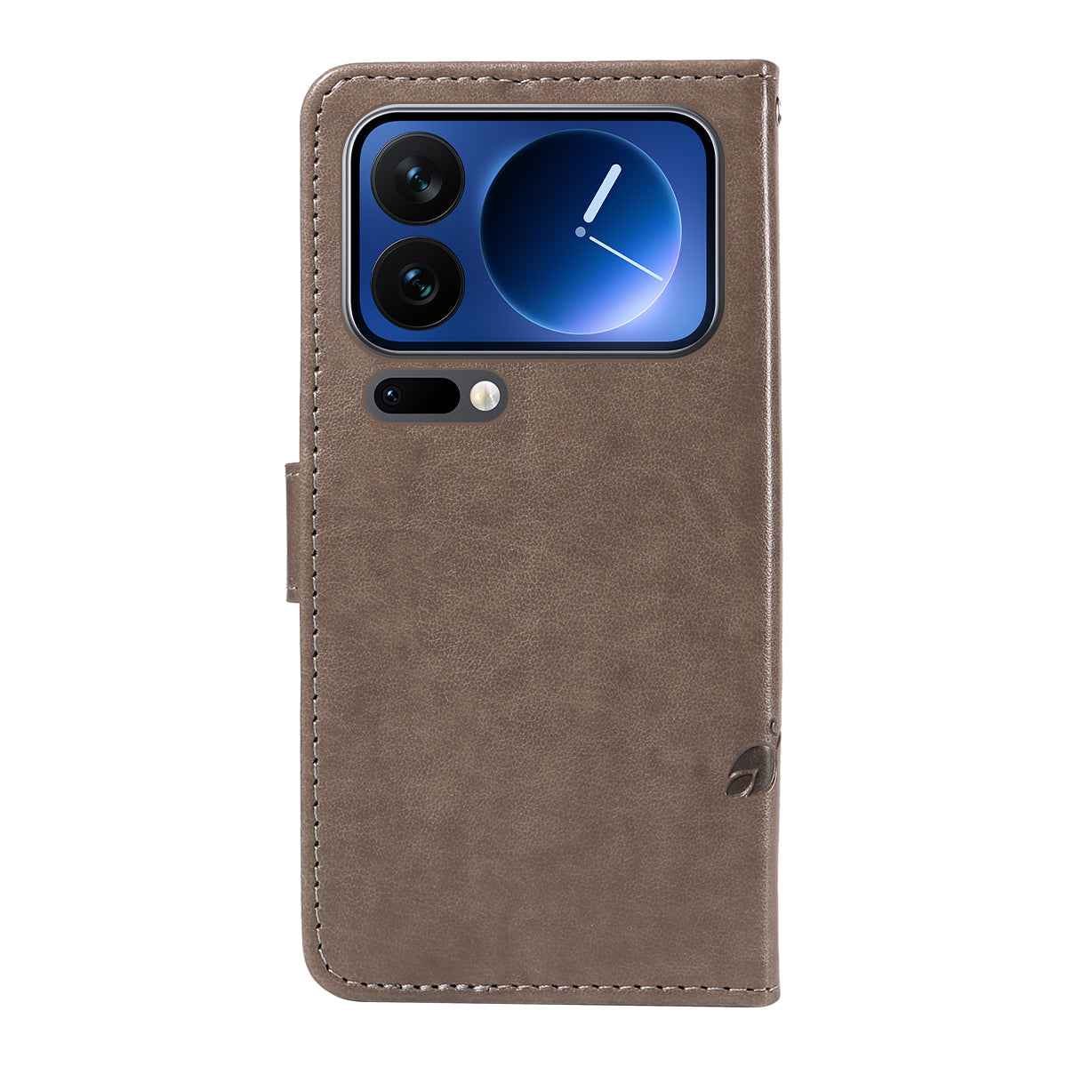 For Xiaomi 17 Pro PU Leather Cases Flower Pattern Wallet Stand Phone Cover with Strap - Grey