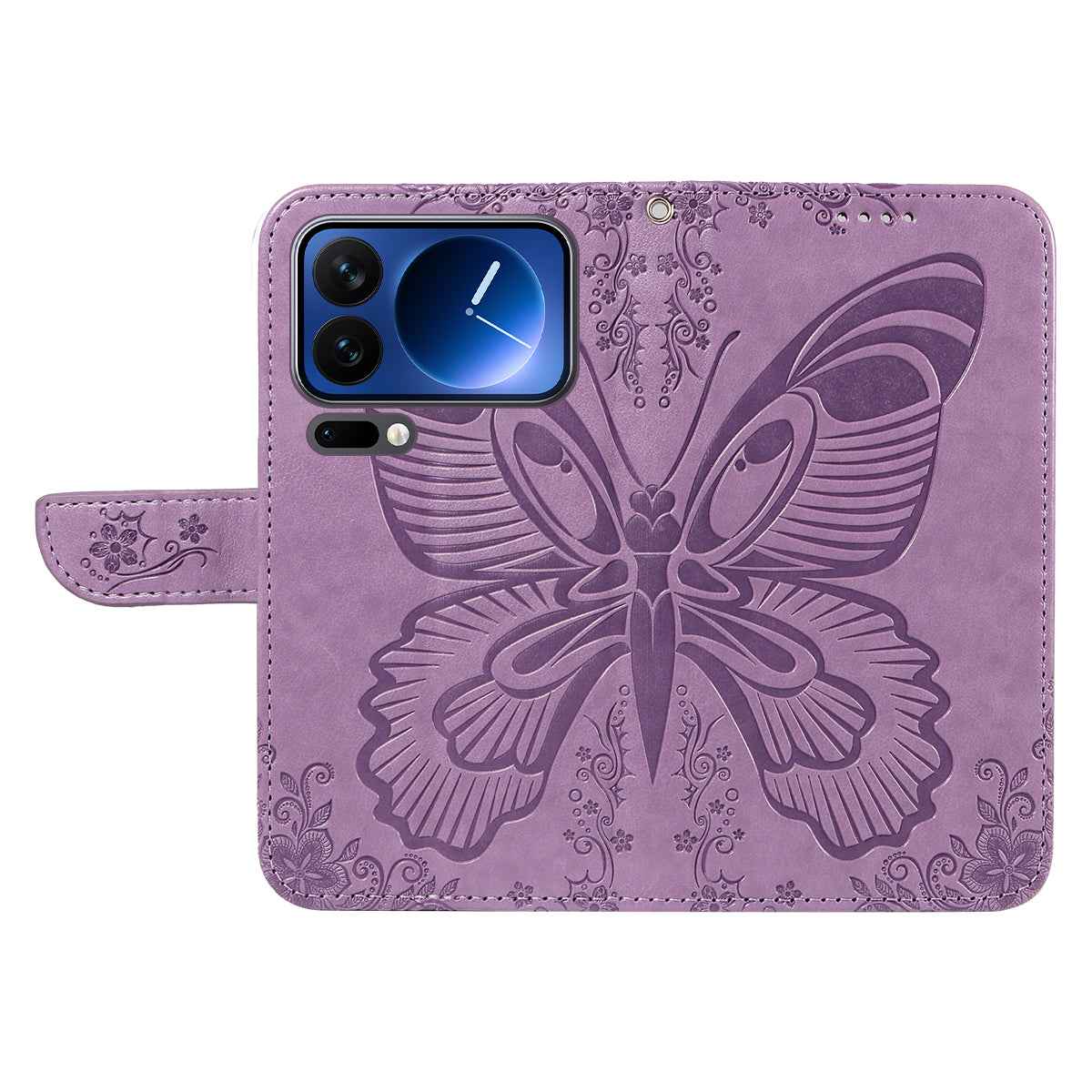For Xiaomi 17 Pro Case Butterfly Pattern PU Leather Folio Flip Phone Cover -  Light Purple