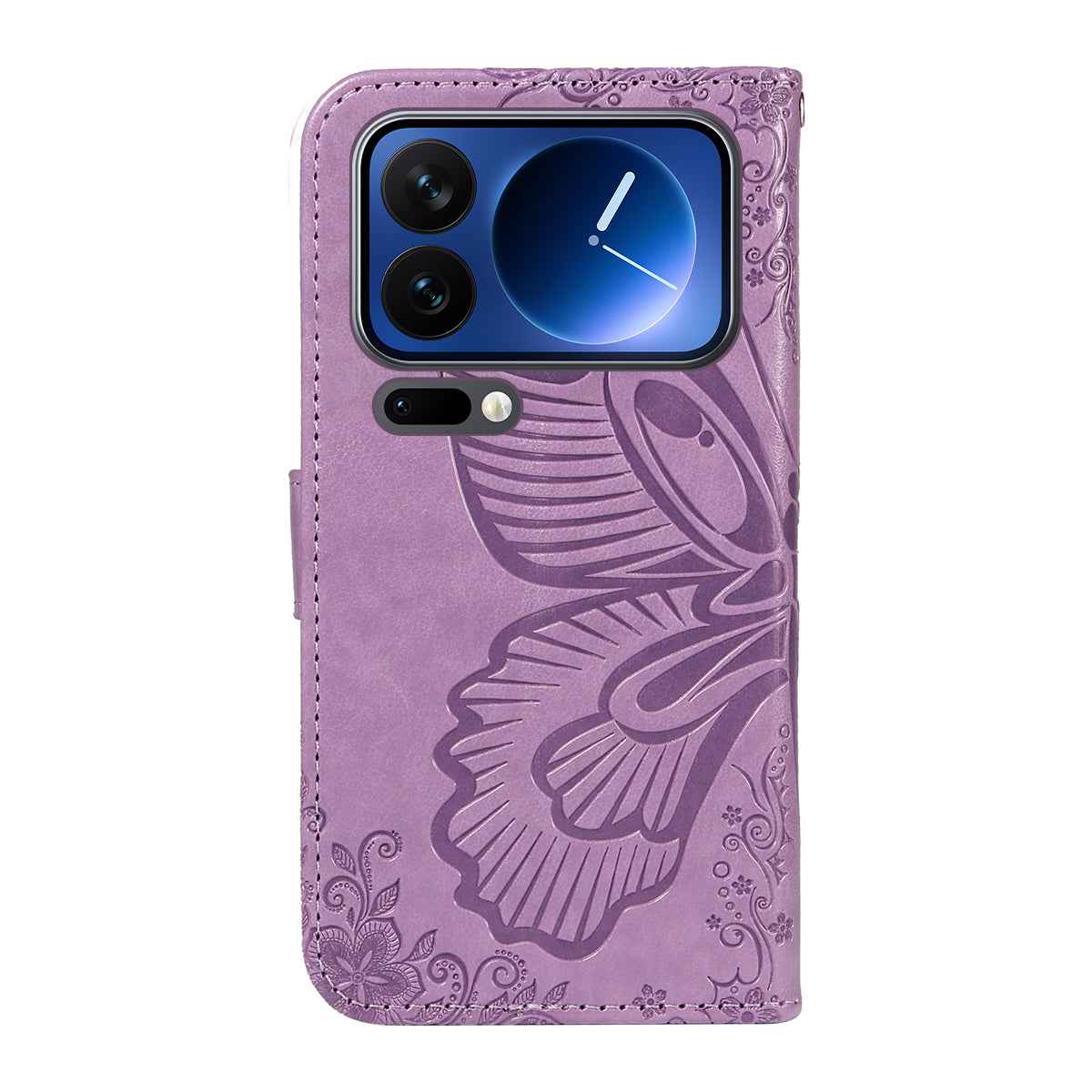 For Xiaomi 17 Pro Case Butterfly Pattern PU Leather Folio Flip Phone Cover -  Light Purple