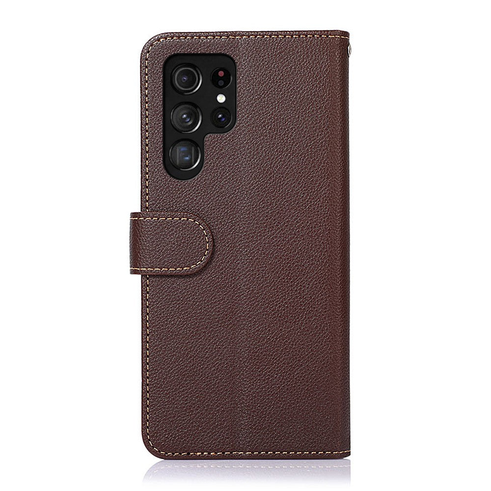 KHAZNEH-For-Samsung-Galaxy-S26-Ultra-Case-RFID-Blocking-Wallet-PU-Leather-Phone-Cover-with-Strap-Brown