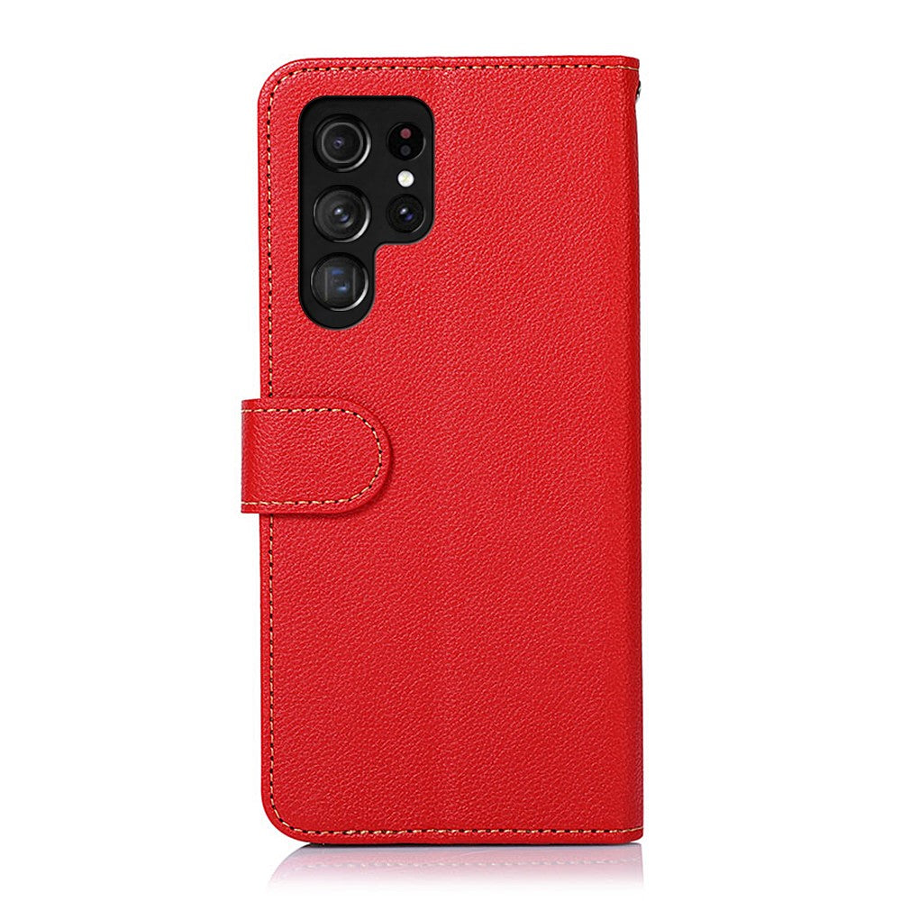 KHAZNEH-For-Samsung-Galaxy-S26-Ultra-Case-RFID-Blocking-Wallet-PU-Leather-Phone-Cover-with-Strap-Red