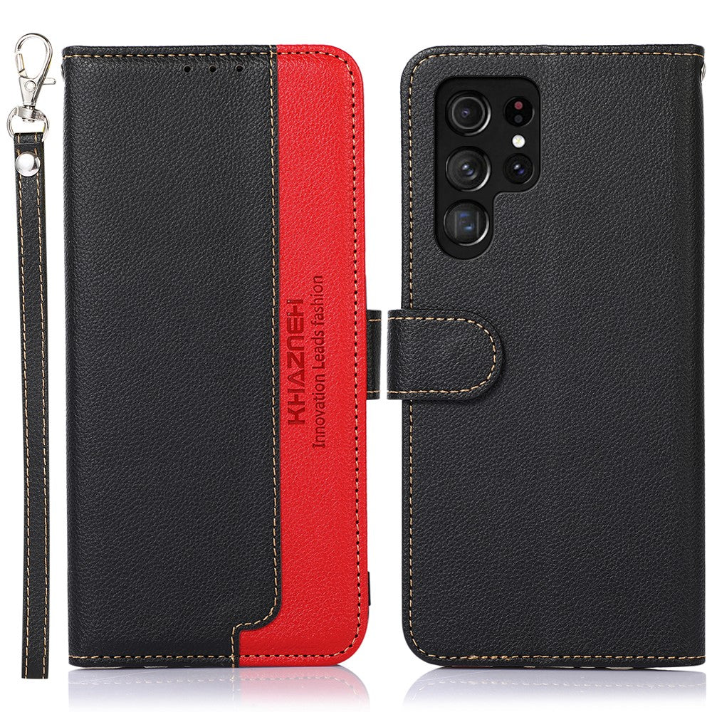 KHAZNEH-For-Samsung-Galaxy-S26-Ultra-Case-RFID-Blocking-Wallet-PU-Leather-Phone-Cover-with-Strap-Black
