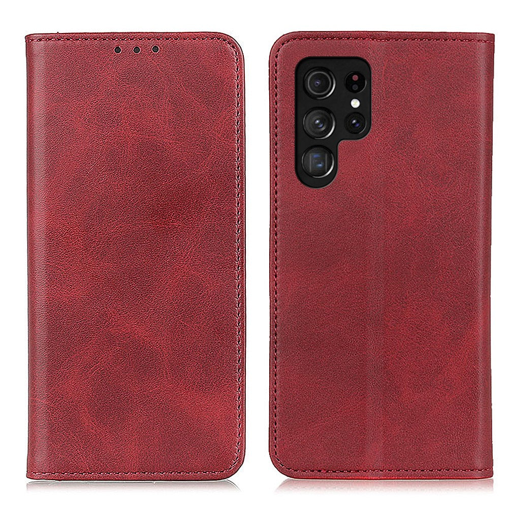 For-Samsung-Galaxy-S26-Ultra-Case-Split-Leather-Flip-Wallet-Phone-Cover-Red