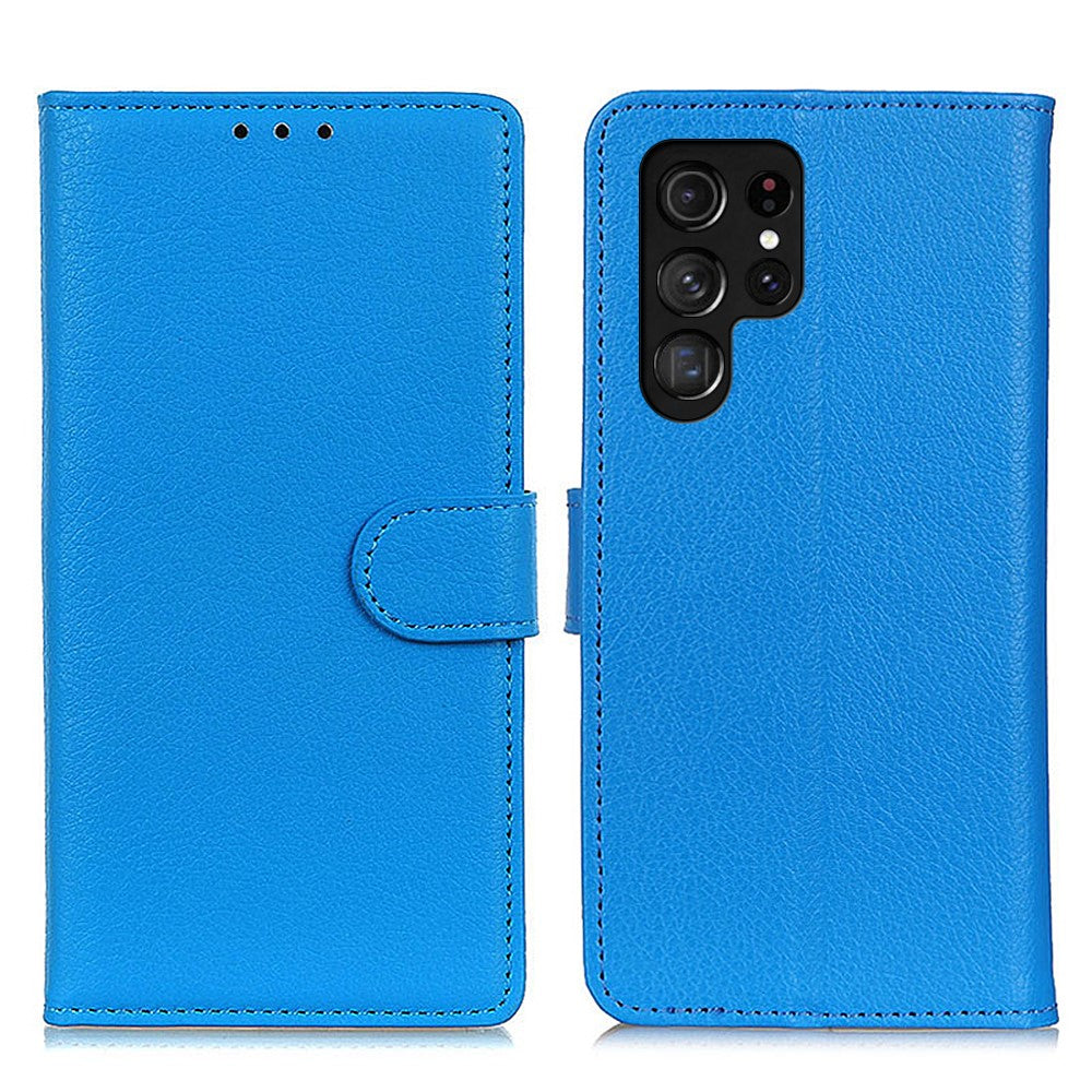 For-Samsung-Galaxy-S26-Ultra-Wallet-Case-PU-Leather-Phone-Cover-Litchi-Texture-Blue