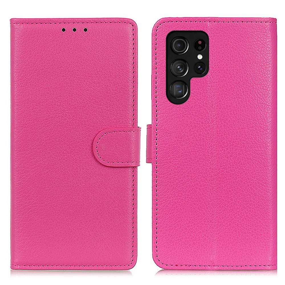 For-Samsung-Galaxy-S26-Ultra-Wallet-Case-PU-Leather-Phone-Cover-Litchi-Texture-Rose