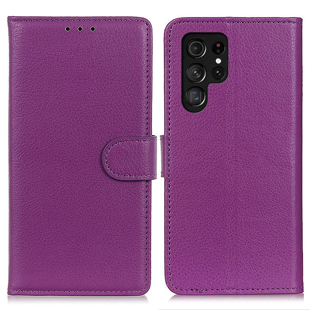 For-Samsung-Galaxy-S26-Ultra-Wallet-Case-PU-Leather-Phone-Cover-Litchi-Texture-Purple
