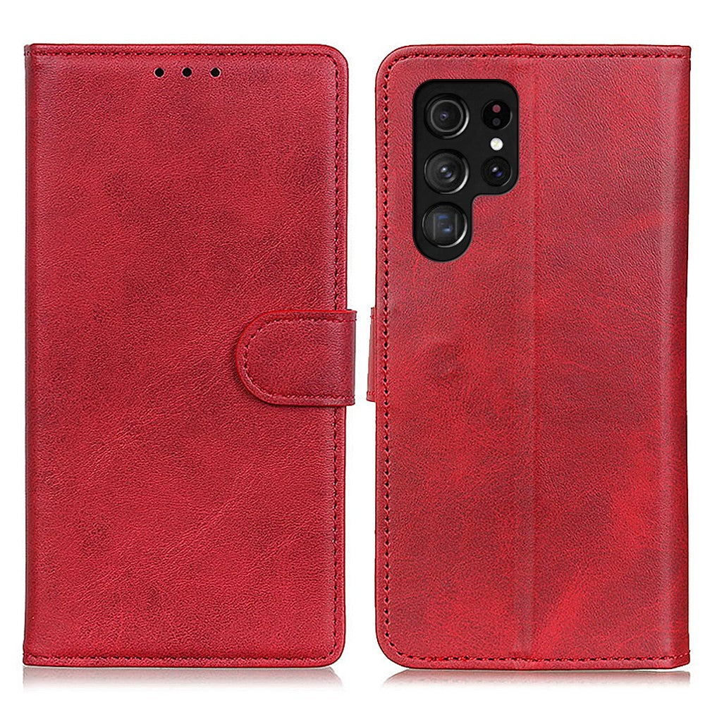 For-Samsung-Galaxy-S26-Ultra-Case-Cowhide-Texture-Leather-Wallet-Stand-Phone-Cover-Red
