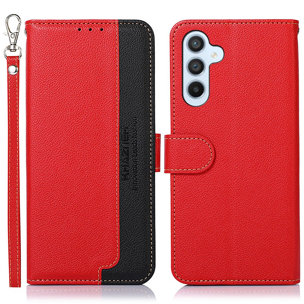 KHAZNEH-For-Samsung-Galaxy-S26-/-S26-Pro-Case-RFID-Blocking-Wallet-PU-Leather-Phone-Cover-with-Strap-Red