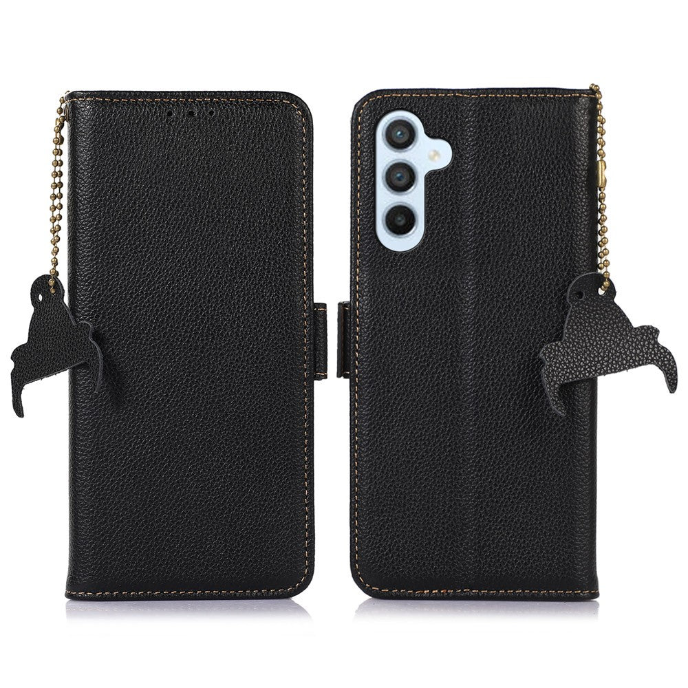 For-Samsung-Galaxy-S26-/-S26-Pro-Case-RFID-Blocking-Textured-Genuine-Cow-Leather-Phone-Cover-Black