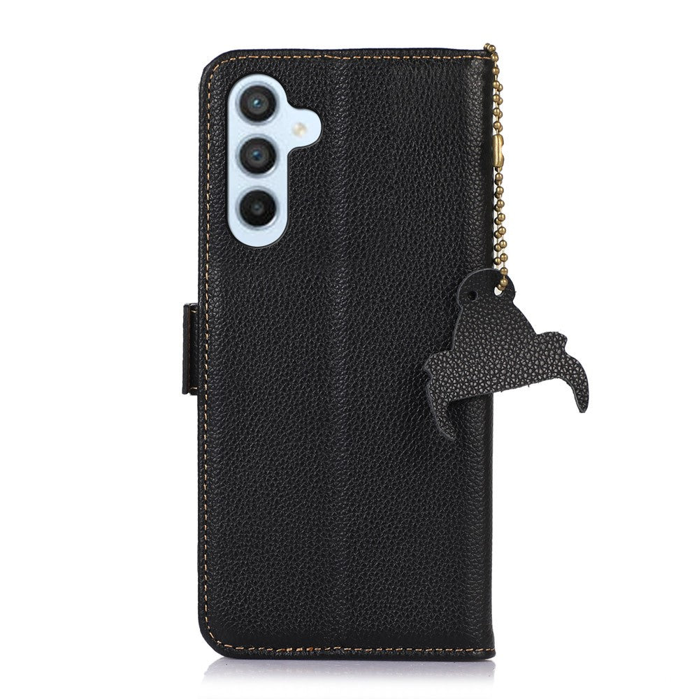 For-Samsung-Galaxy-S26-/-S26-Pro-Case-RFID-Blocking-Textured-Genuine-Cow-Leather-Phone-Cover-Black