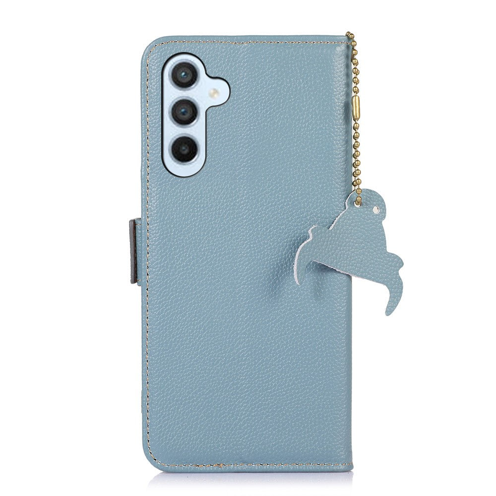 For-Samsung-Galaxy-S26-/-S26-Pro-Case-RFID-Blocking-Textured-Genuine-Cow-Leather-Phone-Cover-Blue