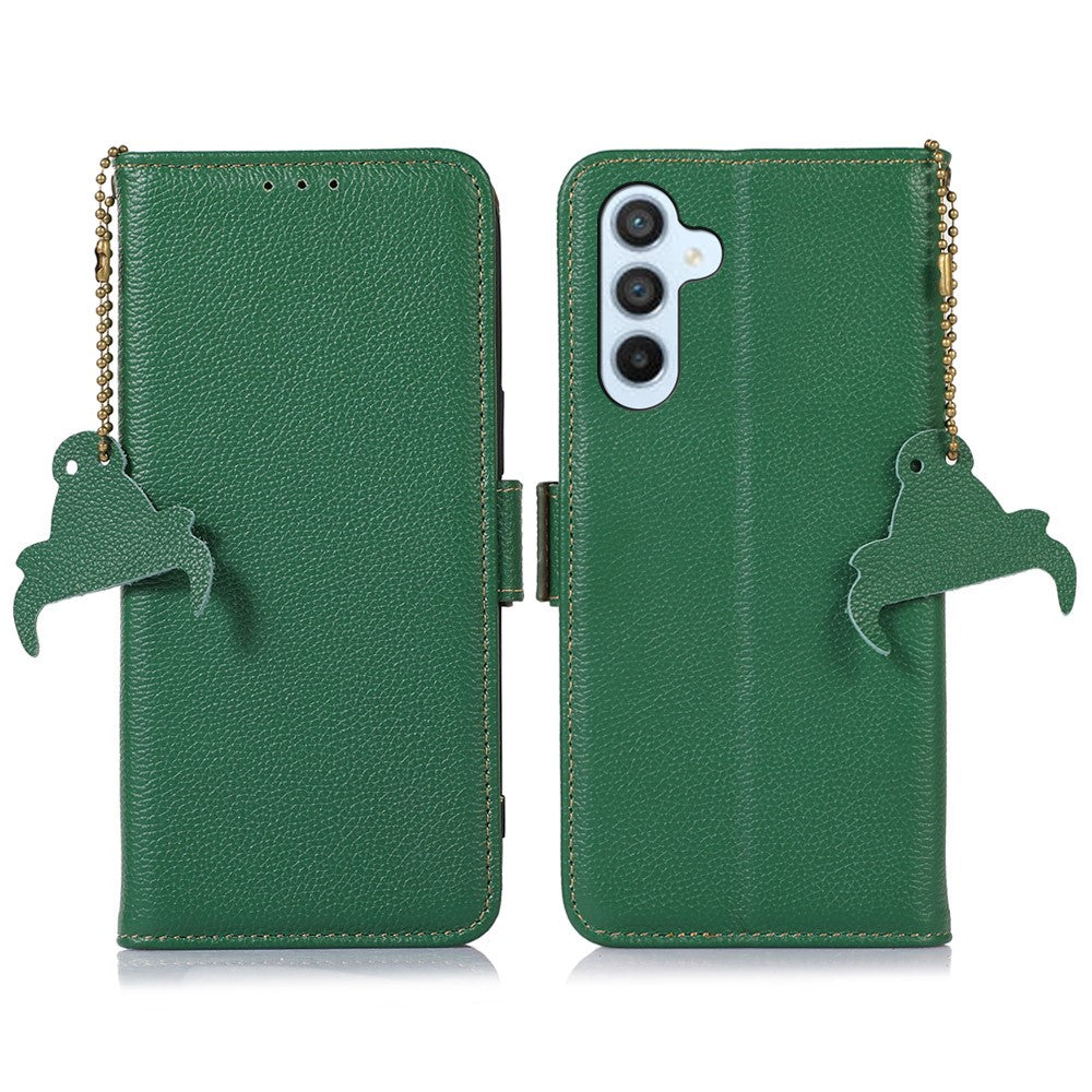 For-Samsung-Galaxy-S26-/-S26-Pro-Case-RFID-Blocking-Textured-Genuine-Cow-Leather-Phone-Cover-Green