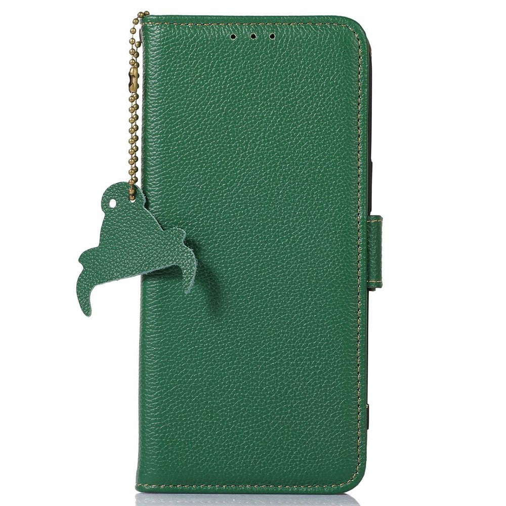 For-Samsung-Galaxy-S26-/-S26-Pro-Case-RFID-Blocking-Textured-Genuine-Cow-Leather-Phone-Cover-Green