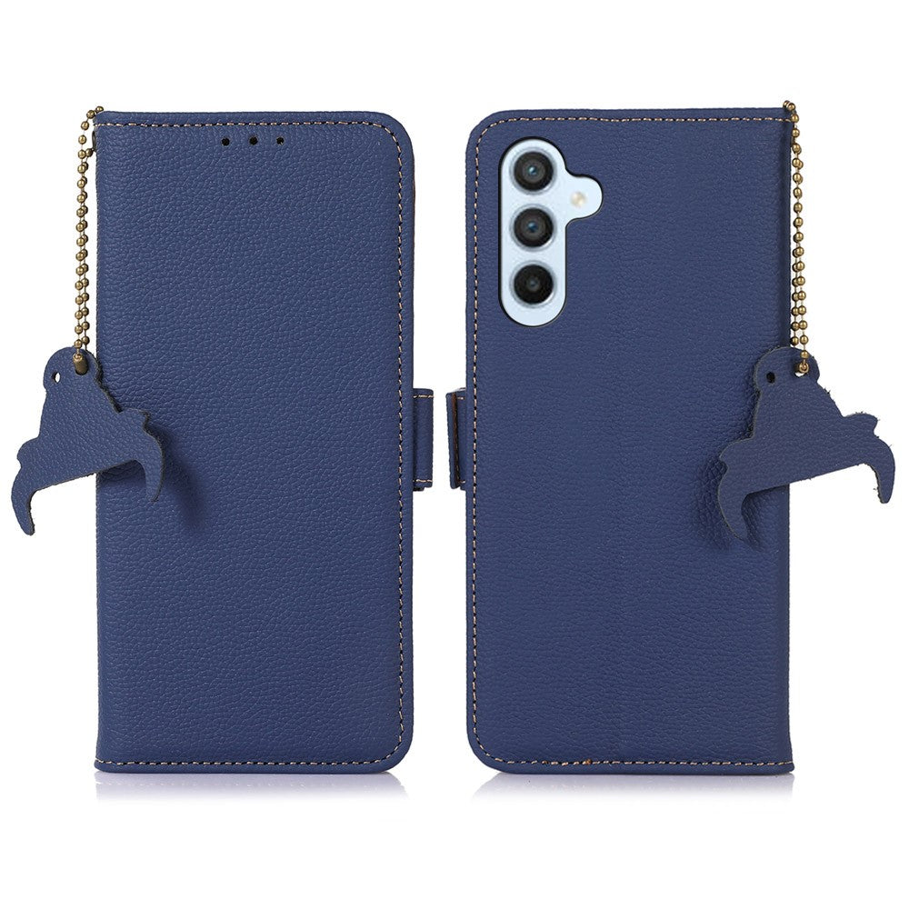 For-Samsung-Galaxy-S26-/-S26-Pro-Case-RFID-Blocking-Textured-Genuine-Cow-Leather-Phone-Cover-Sapphire