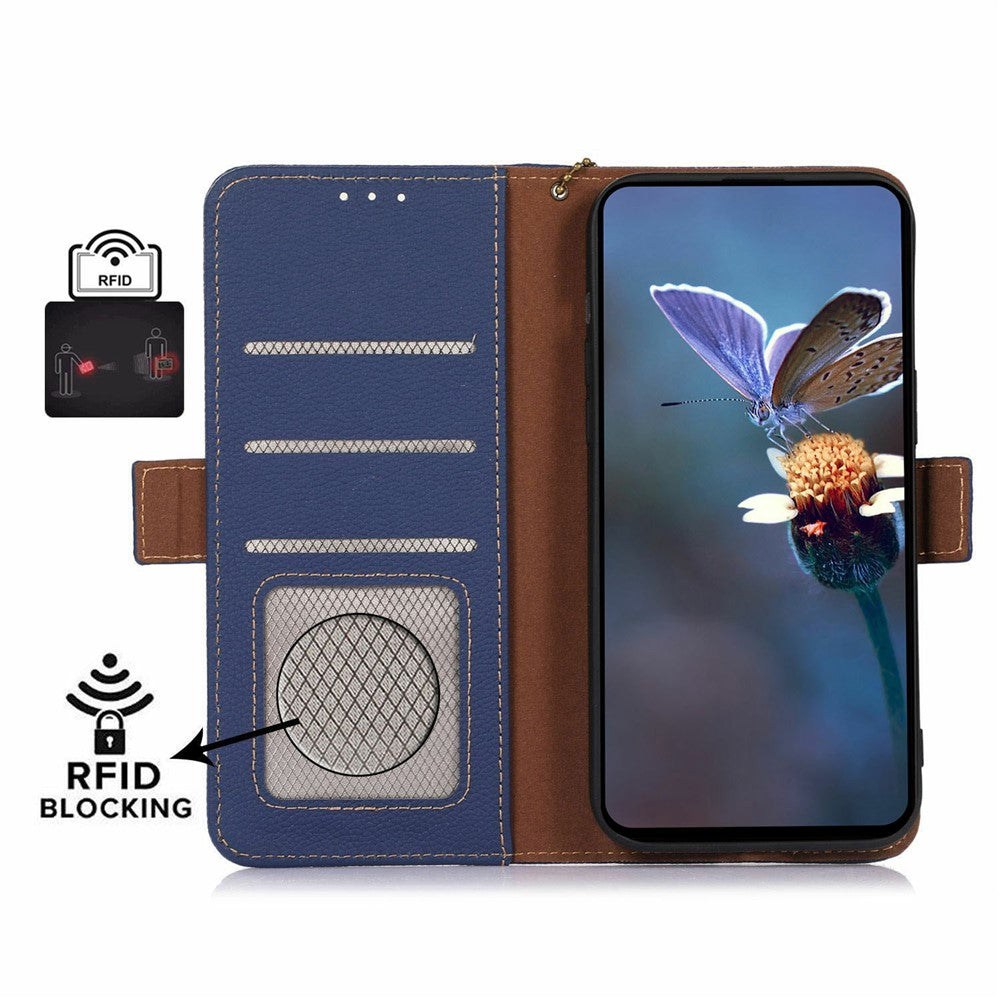 For-Samsung-Galaxy-S26-/-S26-Pro-Case-RFID-Blocking-Textured-Genuine-Cow-Leather-Phone-Cover-Sapphire