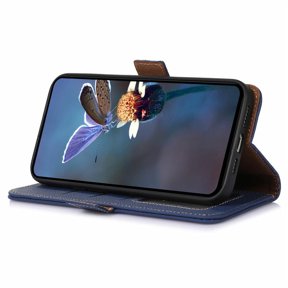 For-Samsung-Galaxy-S26-/-S26-Pro-Case-RFID-Blocking-Textured-Genuine-Cow-Leather-Phone-Cover-Sapphire