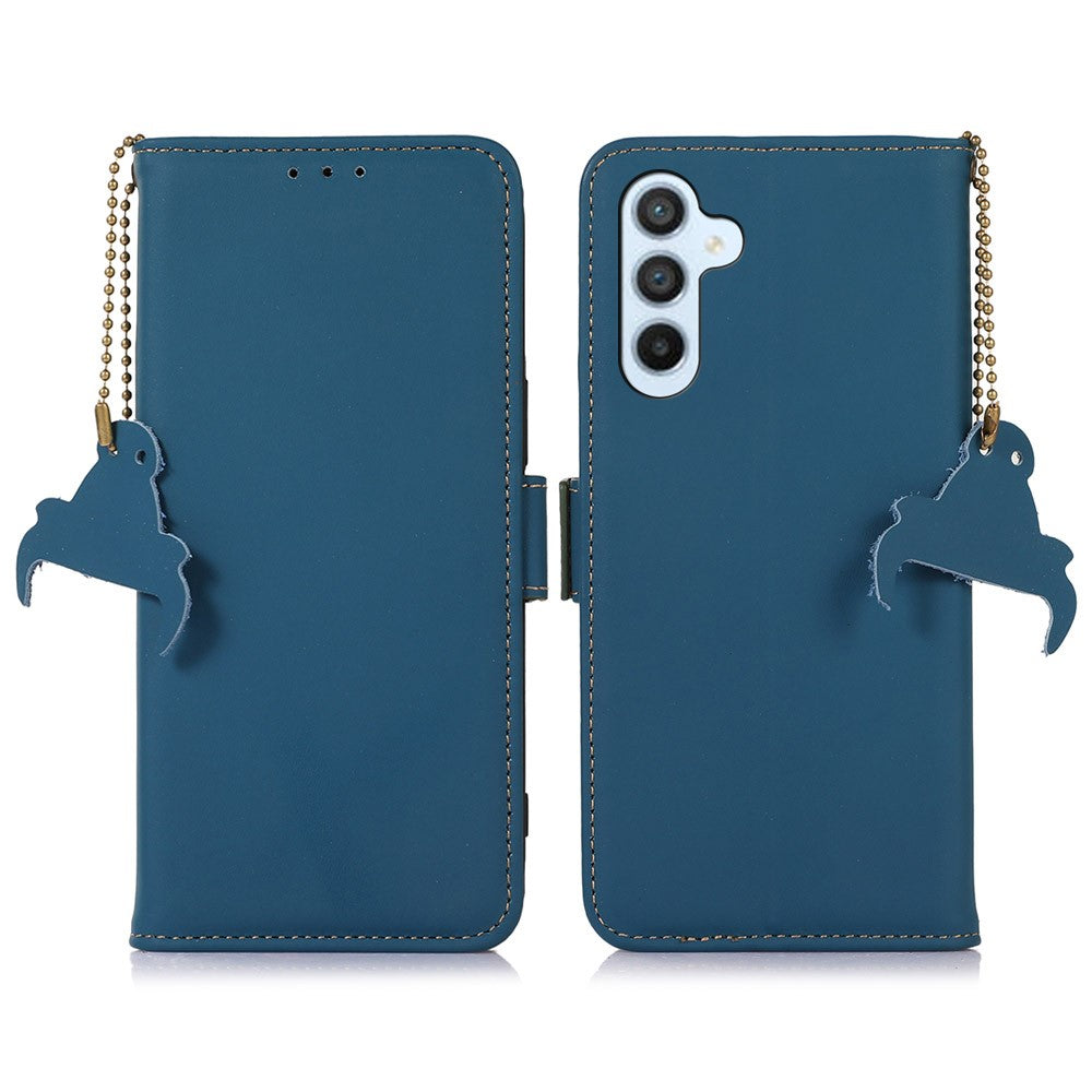 For-Samsung-Galaxy-S26-/-S26-Pro-Wallet-Case-Anti-Drop-Genuine-Cow-Leather-Phone-Cover-RFID-Blocking-Blue