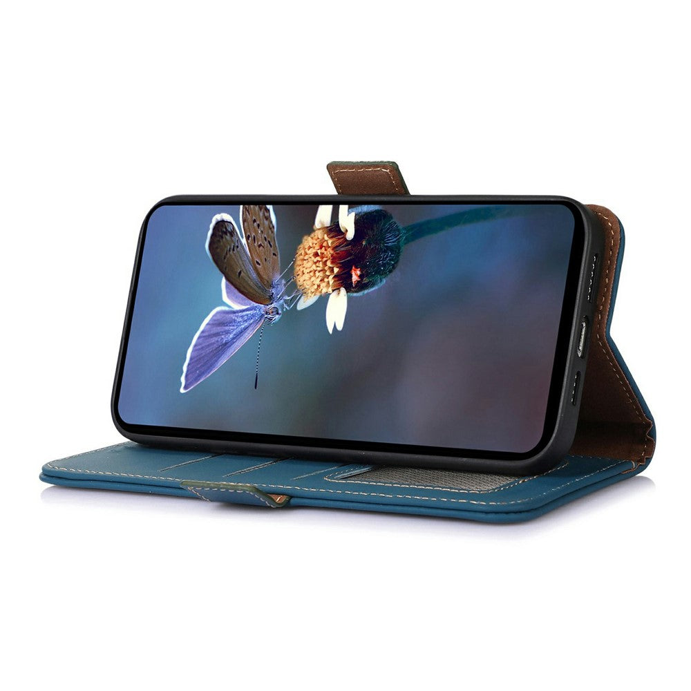 For-Samsung-Galaxy-S26-/-S26-Pro-Wallet-Case-Anti-Drop-Genuine-Cow-Leather-Phone-Cover-RFID-Blocking-Blue