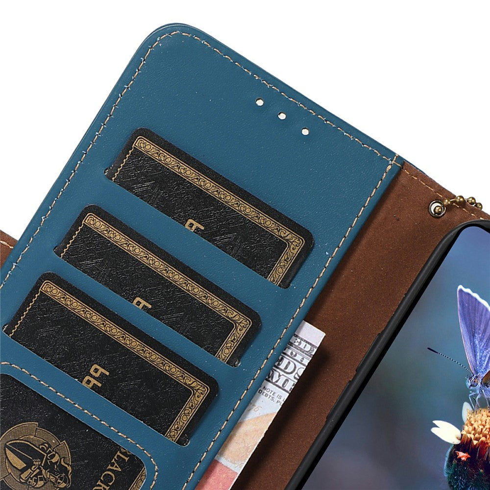 For-Samsung-Galaxy-S26-/-S26-Pro-Wallet-Case-Anti-Drop-Genuine-Cow-Leather-Phone-Cover-RFID-Blocking-Blue