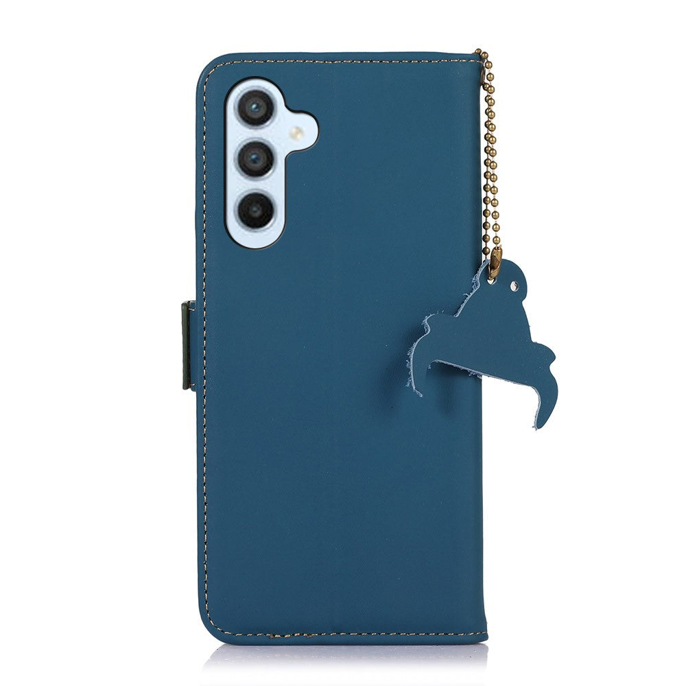 For-Samsung-Galaxy-S26-/-S26-Pro-Wallet-Case-Anti-Drop-Genuine-Cow-Leather-Phone-Cover-RFID-Blocking-Blue