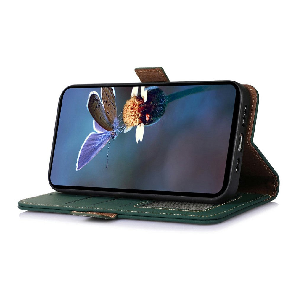 For-Samsung-Galaxy-S26-/-S26-Pro-Wallet-Case-Anti-Drop-Genuine-Cow-Leather-Phone-Cover-RFID-Blocking-Green