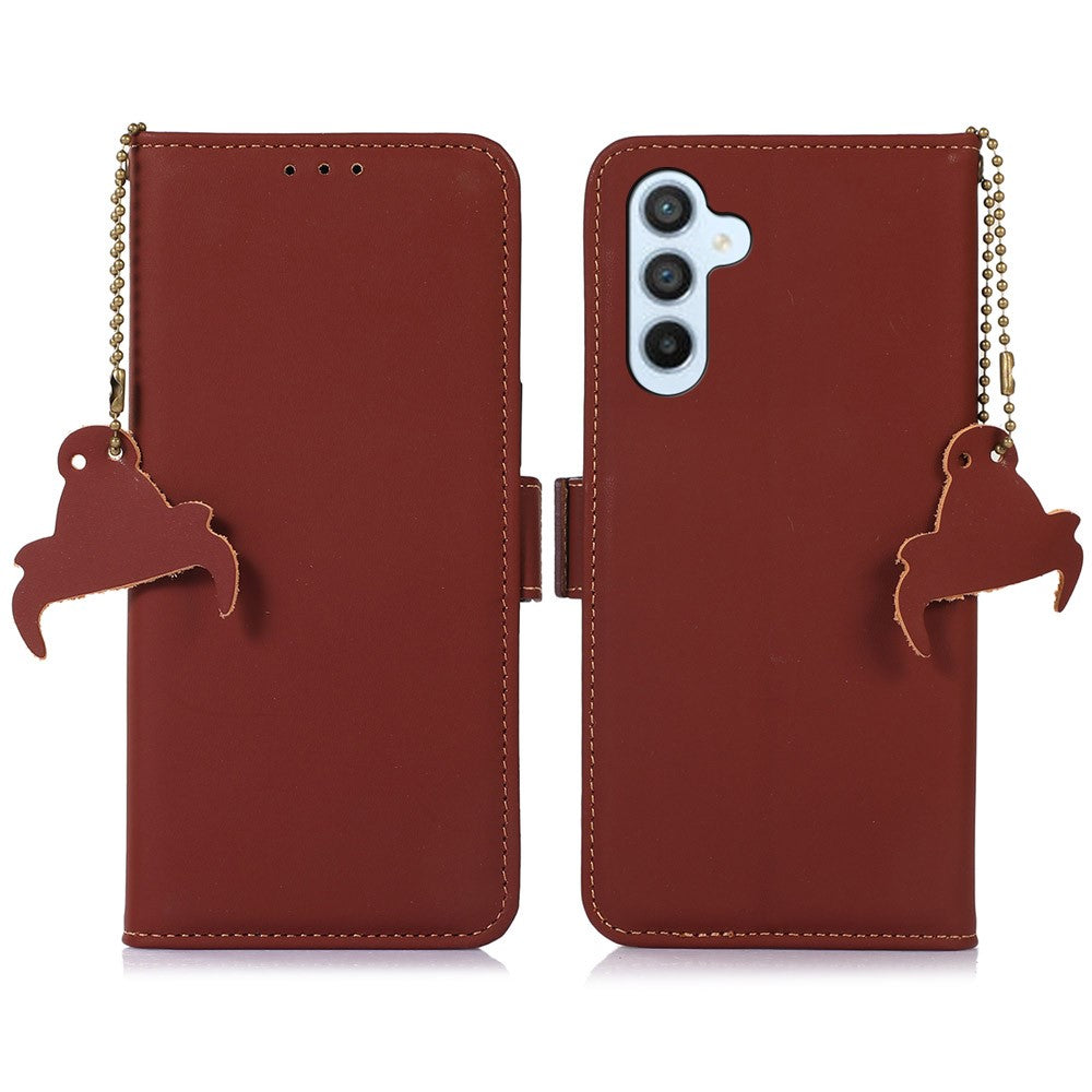 For-Samsung-Galaxy-S26-/-S26-Pro-Wallet-Case-Anti-Drop-Genuine-Cow-Leather-Phone-Cover-RFID-Blocking-Coffee