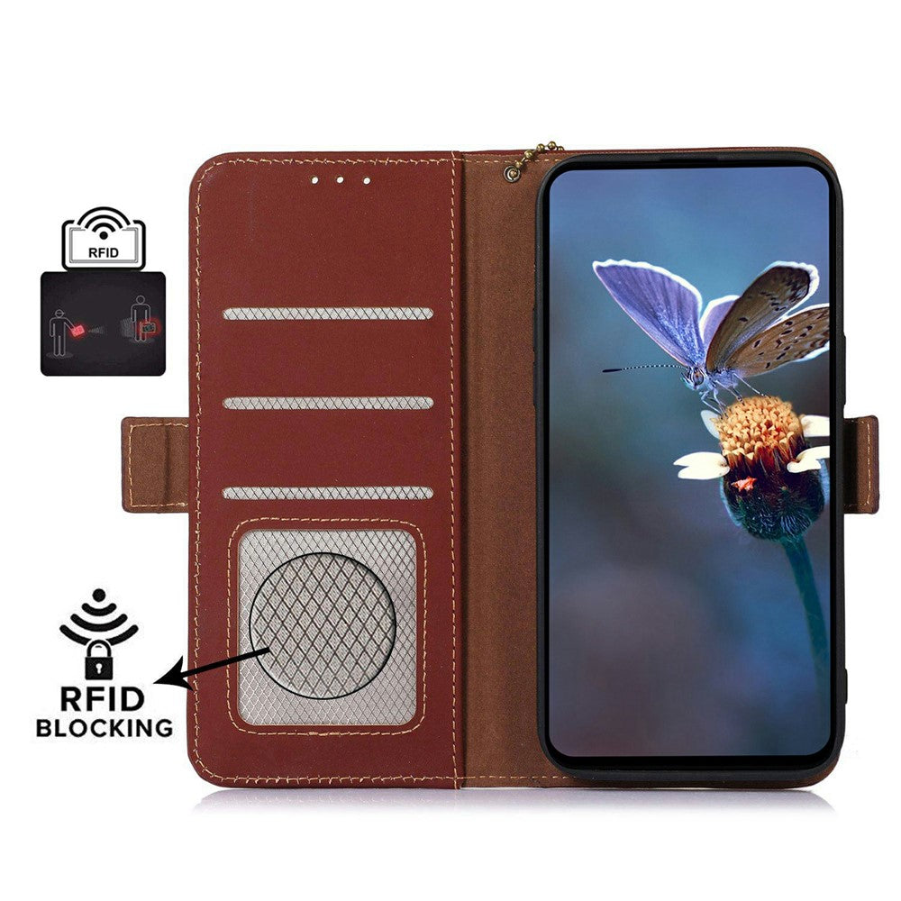 For-Samsung-Galaxy-S26-/-S26-Pro-Wallet-Case-Anti-Drop-Genuine-Cow-Leather-Phone-Cover-RFID-Blocking-Coffee