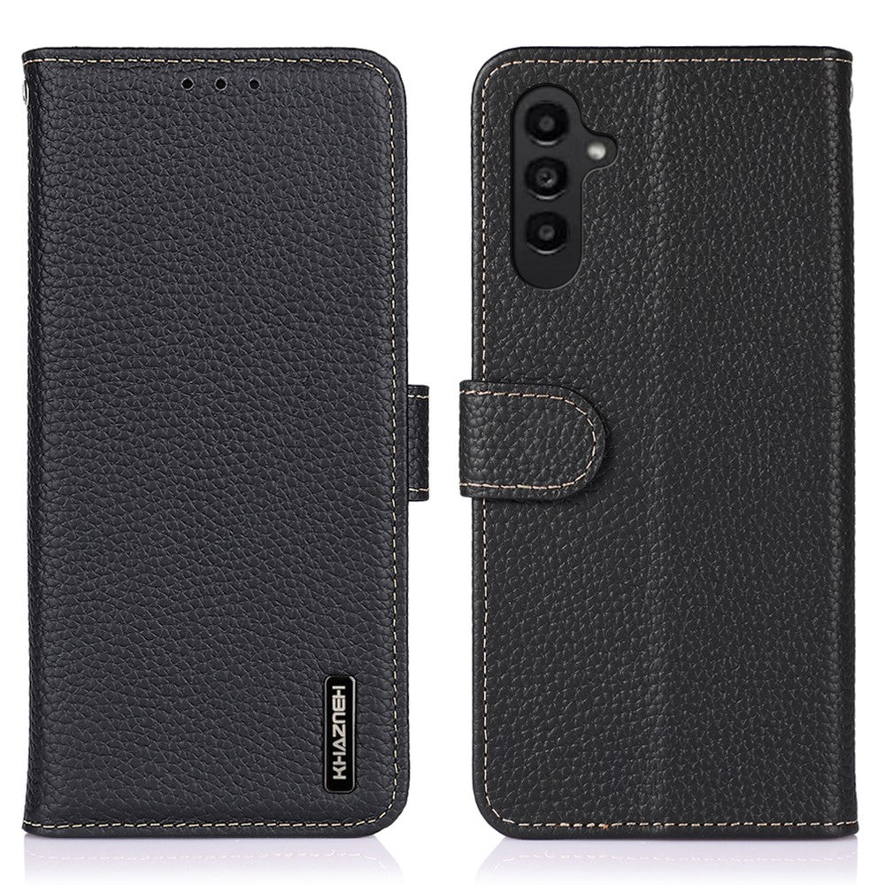 KHAZNEH-For-Samsung-Galaxy-S26-/-S26-Pro-Case-Genuine-Cow-Leather-Flip-Phone-Cover-Black