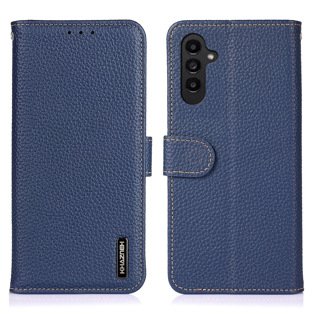 KHAZNEH-For-Samsung-Galaxy-S26-/-S26-Pro-Case-Genuine-Cow-Leather-Flip-Phone-Cover-Blue