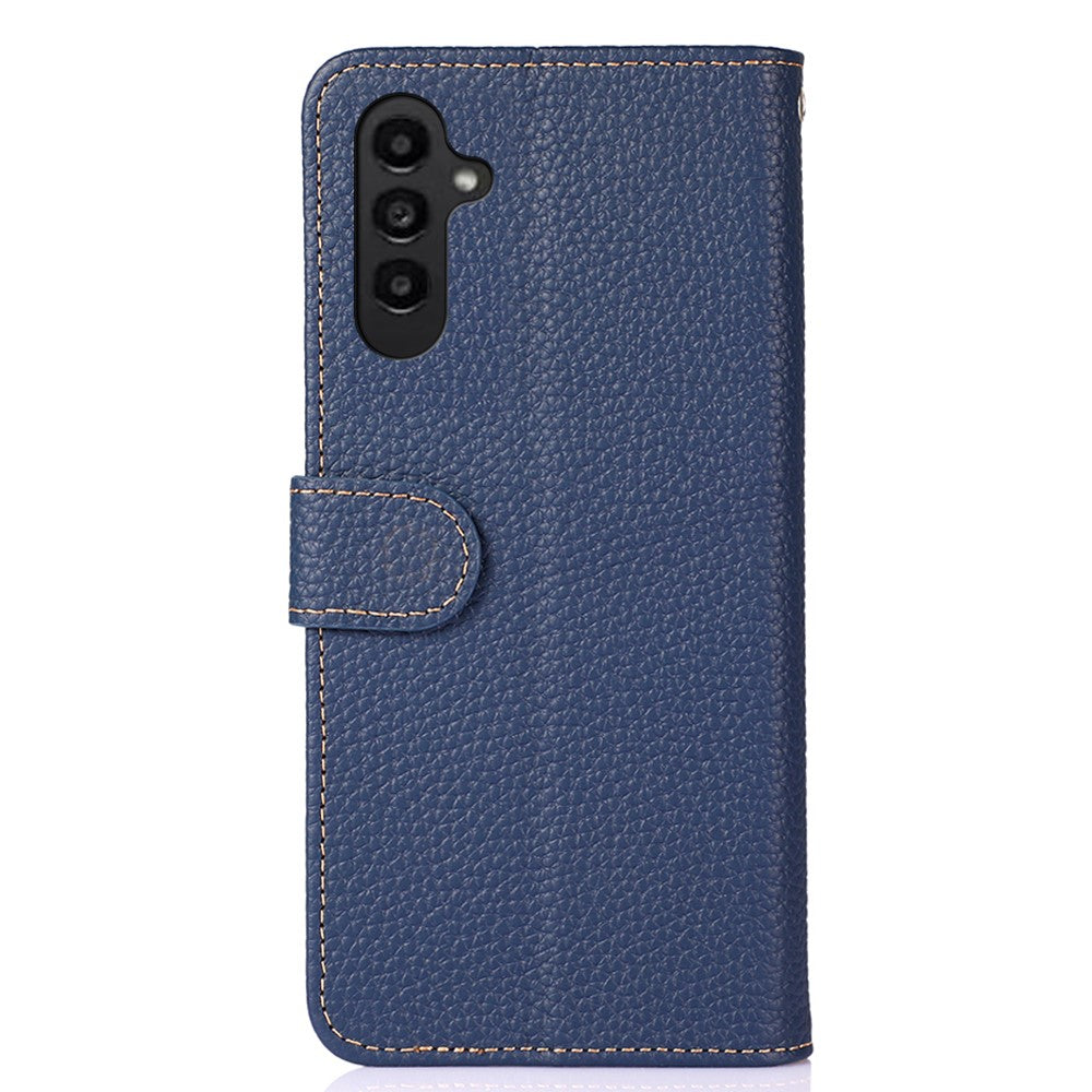 KHAZNEH-For-Samsung-Galaxy-S26-/-S26-Pro-Case-Genuine-Cow-Leather-Flip-Phone-Cover-Blue