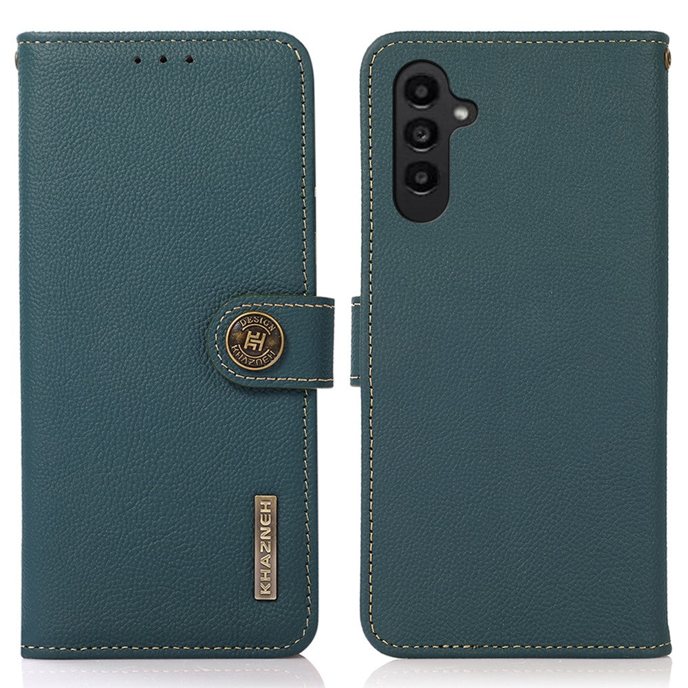 KHAZNEH-for-Samsung-Galaxy-S26-/-S26-Pro-Case-Genuine-Cow-Leather-Wallet-Phone-Cover-Green