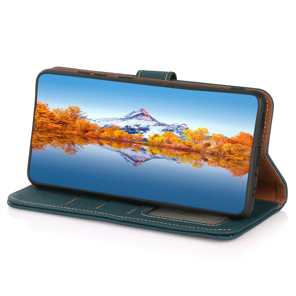 KHAZNEH-for-Samsung-Galaxy-S26-/-S26-Pro-Case-Genuine-Cow-Leather-Wallet-Phone-Cover-Green