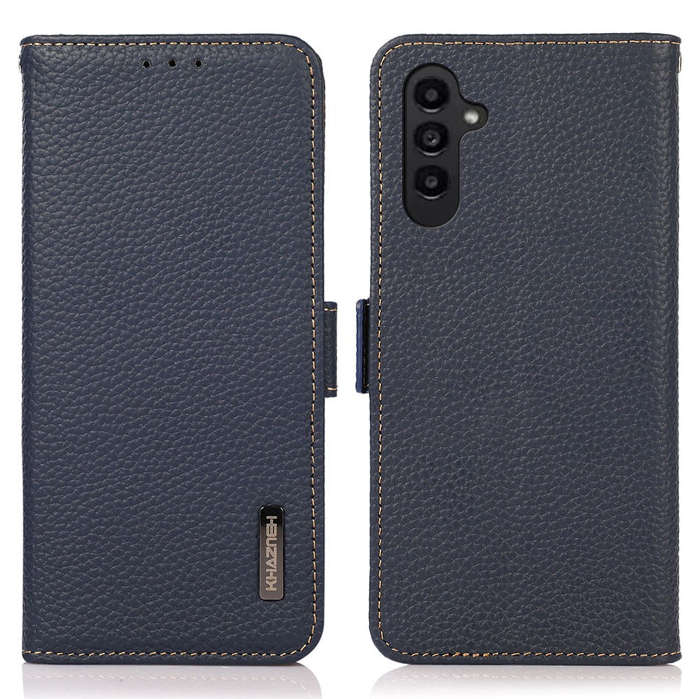KHAZNEH-for-Samsung-Galaxy-S26-/-S26-Pro-Phone-Case-Genuine-Cow-Leather-Cover-RFID-Blocking-Blue