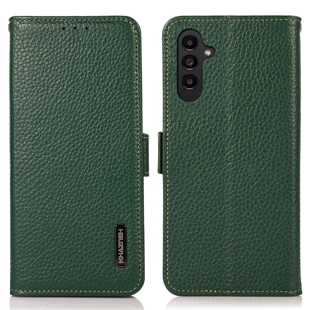 KHAZNEH-for-Samsung-Galaxy-S26-/-S26-Pro-Phone-Case-Genuine-Cow-Leather-Cover-RFID-Blocking-Green